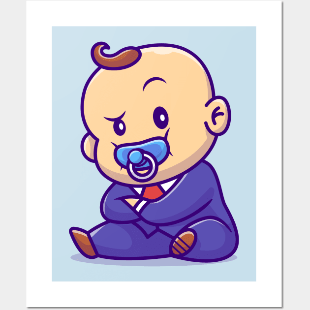 Cute Baby Boss With Pacifier Cartoon Wall Art by Catalyst Labs